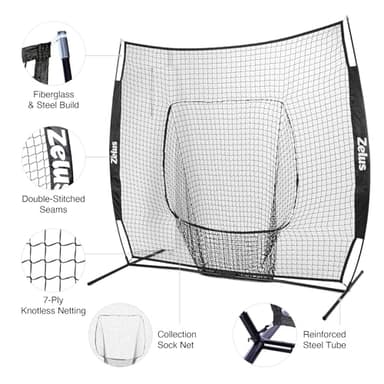77 Portable Baseball Net with Tee Kit, Softball Net, Carry Bag & Weighted Baseball - Image 3