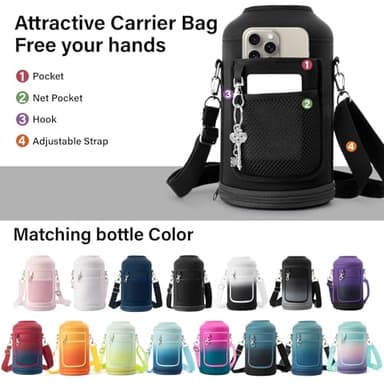 DYSANKY Insulated Water Bottle | Thickened Stainless Steel Vacuum Metal | Portable Sports Half Gallon Large Water Jug for Gym and Hiking with Straw, Carrier Bag, Handle Strap | BPA-Free 64 oz - Image 6