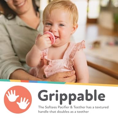 Nuby Silicone Softees Pacifier and Teethers - (5-Pack) Silicone Baby Pacifiers and Teethers - 0+ Months - Assorted Pastel Colors - Image 3