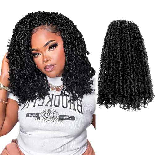 14 Inch 10 Packs Yanky Twist Crochet Hair Pre-twisted Natural Black Kinky Mini Spring Twist Plus Small Curly Senegalese Twist Braids (1B) - Image 1