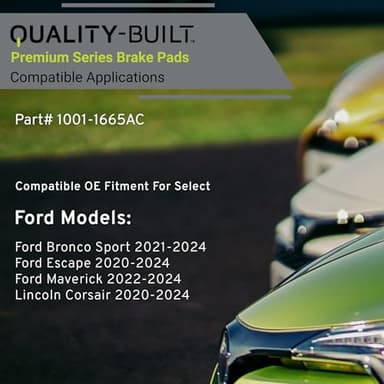QUALITY-BUILT Premium Ceramic Rear Brake Pads (1001-1665AC) Compatible with Ford Bronco Sport 2021-2024, Ford Escape 2020-2024, Ford Maverick 2022-2024, Lincoln Corsair 2020-2024 - Image 3