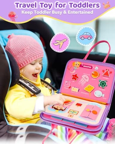 SaFeli Toddler Busy Board, Montessori Toys for 1 2 3 Year Old Girl Birthday Gifts - Educational Busy Book, Kids Sensory Toy, Preschool Learning Activities and Travel Toys for Toddlers 1-3 2-4 - Image 3