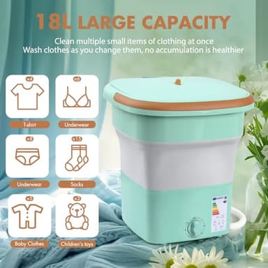 qagwotuv Mini Portable Washing Machine and Dryer Upgraded 18L Powerful Motor Deep Cleaning Of Clothes, Mini Lavadora y Secadora Portatil - Image 4