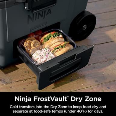 Ninja | Cooler | FrostVault 45QT Cooler with Wheels | Insulated with Temp Dry Storage Drawer | Keeps Ice Cold for Days | for The Beach, Camping, Picnics & More | Grey | FB245CG - Image 4