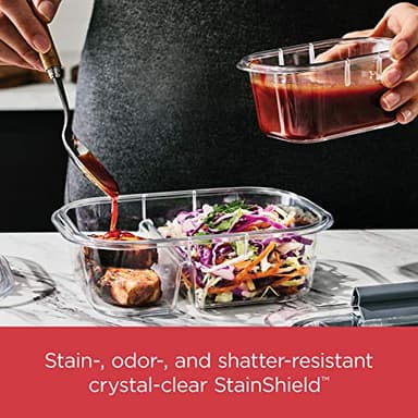 Rubbermaid Brilliance Meal Prep Containers, 2-Compartment Food Storage Containers, 2.85 Cup, 5-Pack, BPA-Free, Clear/Grey - Image 4