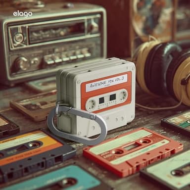 elago Cassette Tape Case Compatible with AirPods Pro 3 Case - Carabiner Included, Supports Wireless Charging, Shock Resistant, Full Protection, Headphone Accessories, for Men, for Women - Image 9