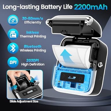 Phomemo M250 3 Inch Label Maker Machine with Tape, 2025 Upgrade Portable Barcode Label Printer for Business, Home, Logo Label, Thermal Address Label Maker with 100 Labels, 40x30mm - Image 2