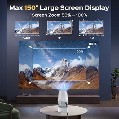Mini Projector with WiFi & Bluetooth, Auto Keystone & Electric Focus, 270° Rotation Rechargeable Portable Outdoor Projector, Native 1080P 4K Supported for Home Theater & Camping - Image 4