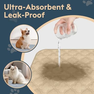 FunFurry Washable Pee Pads for Dogs - 2 Pack Reusable Waterproof Puppy Training Pads, Super Absorbent with Dog Paw Shape Non-Slip Backing (Cream, 24" X 36" - 2 Pack) - Image 3