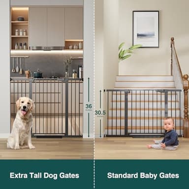 Cumbor 36" Extra Tall 29.7-51.5" Wide Baby Gate, Safety Dog Gate for Stairs, Easy Walk Thru Auto Close Pet Gates for The House, Doorways, Child Gate Includes 4 Wall Cups, Black - Image 3