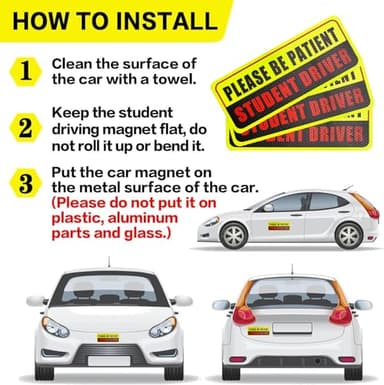 3 Pcs Student Driver Magnets for Car,Please Be Patient Student Driver Sticker Girls and Boys New Student Driver Sticker Safety Warning Signs,High Reflective,Reusable Movable,Set of 3. 3.5" x 9" - Image 3