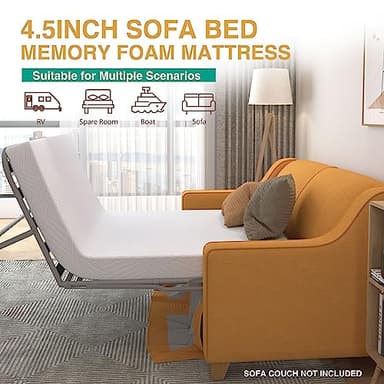 Dyonery 4.5 Inch Memory Foam Mattress Replacement with Fiberglass-Free Fabric and Washable Cover for Sleeper Sofa and Couch Beds, Full Size, White - Image 4
