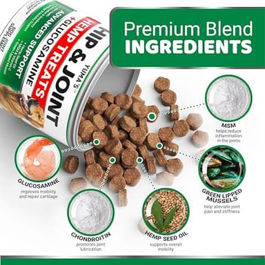 YUMA'S Hemp Hip and Joint Supplement for Dogs - Glucosamine for Dogs - 170 Joint Pain Relief Chews - Chondroitin, MSM - Hemp Oil - Advanced Canine Health Supplement - Mobility Support Treats - Image 3
