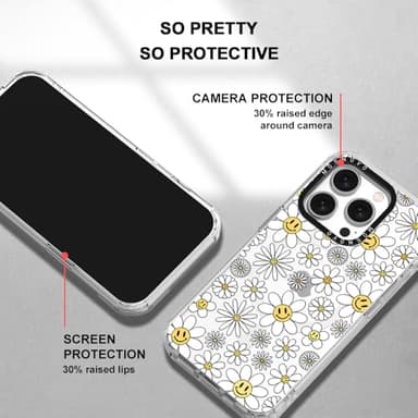 MOSNOVO Case for iPhone 15 Pro, [Compatible with Magsafe] [Buffertech 6.6ft Military-Grade Drop Protection] [Anti Peel Off Tech] Clear Phone Case Design - Happy Daisy Blooms - Image 6