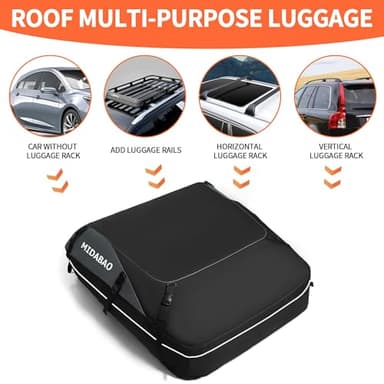 MIDABAO 20 Cubic Waterproof Duty Car Roof Top Carrier-Car Cargo Roof Top Bag, Waterproof & Coated Zippers includes Anti Slip Mat with or without Racks (20 Cubic Feet) - Image 3