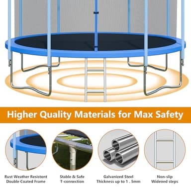 ALTLER 12FT 14FT Trampoline with Enclosure Recreational Trampolines with Ladder and AntiRust Coating, ASTM Approval Outdoor Kids - Image 3