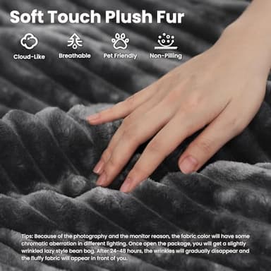 ovios 67'' Chaise Lounge Chair Indoor, Oversized Upholstered Sofa Bed, Sleeper Couch Reading Chairs Fluffy Plush Faux Fur Cloud Sofas Couches for Living Room, Grey - Image 5