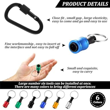 TKSDWBLTY 18Pcs 1/4inch Hex Shank Bit Drill Bit Holder Portable Socket with Quick Change Aluminum Alloy Long and Short Extension Bar Keychain Holder - Image 2