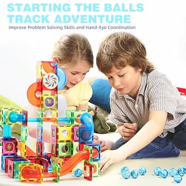 MAGBLOCK Magnetic Tiles 176Pcs Marble Run Children's Educational Toys for Developing Mathmatics and Physics Skills and for Developing Creativity and Imagination Toys for Kids Age 8 9 10+ Years Old - Image 2