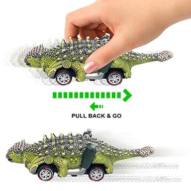DINOBROS Dinosaur Toy Pull Back Cars,6 Pack Dino Toys for 3 Year Old Boys Girls and Toddlers,Boy Toys Age 3,4,5 and Up,Pull Back Toy Cars,Dinosaur Games with T-Rex - Image 3