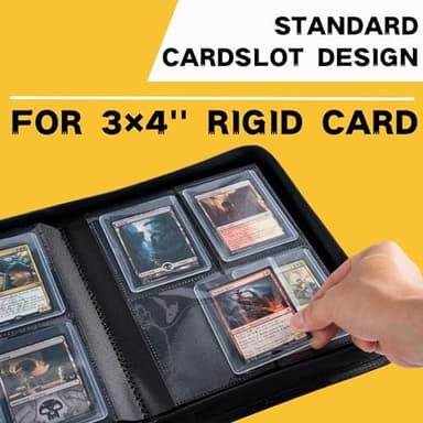 Toploader Binder, Holds 128+ Toploaders, 4 Pocket Top Loader Card Storage Case, Double-Sided Pockets for trading card in 3 x 4'' Toploaders - Image 3