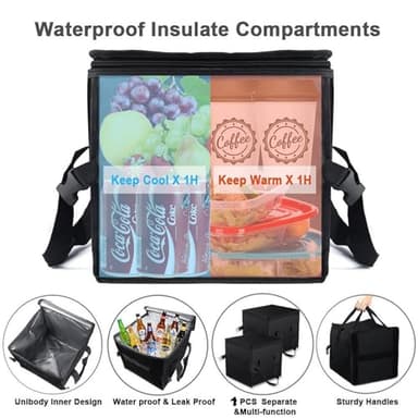X-cosrack Trunk Organizer with Pack Portable Insulation Cooler Bag-Collapsible Multi-Compartment -Large Capacity Washable Car Storage Bag-To Suit SUV, Truck, Automotive, Any In-vehicle, Black - Image 3