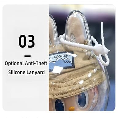 Howgoody Protective Case for Labubu Standing Figure(Macaron to 3.0) - Clear Collector Storage Box with Silicone Strap,Dustproof Scratch-Resistant for Standing Series (Figure Not Included) - Image 8