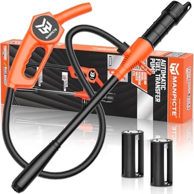 MANPICTE Portable Fuel Transfer Pump, Battery Powered Siphon Pump for Gasoline, Fuel, Gas, Diesel, Water Transfer, 2.4 GPM Flow Oil Extractor with Powerful Suction Ergonomic Nozzle 39 Inches Hose - Image 1