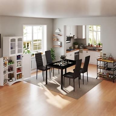 Gizoon 5 Piece Glass Dining Table Set, Kitchen and Chairs for 4, PU Leather Modern Room Sets for Home, Kitchen, Living Room - Image 9