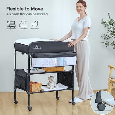 BabyBond Portable Baby Changing Table, Foldable Changing Table Dresser Waterproof Diaper Changing Table Height Adjustable Changing Station for Infant and Newborn(Grey) - Image 4