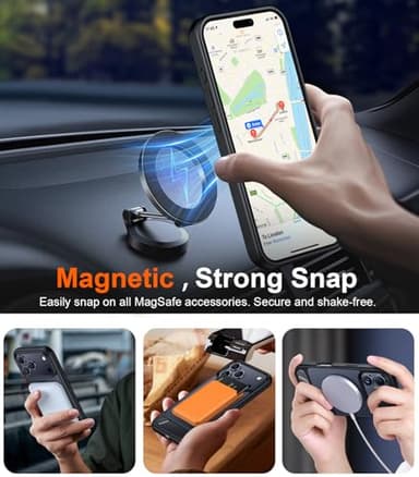 Temdan Designed for iPhone 17 Pro Case, [Built-in Invisible Kickstand][Compatible with MagSafe][Military Grade Shockproof] Slim Translucent Matte Phone Case for iPhone 17 Pro 6.3 inch (Black) - Image 5