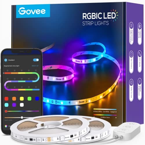 Govee 65.6ft RGBIC LED Strip Lights, Color Changing LED Strips, App Control via Bluetooth, Smart Segmented Control, Multiple Scenes, Enhanced Music Sync LED Lights for Bedroom, Home Decor (2 X 32.8ft) - Image 1