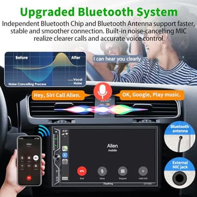 [QLED Screen Upgrade] 7" Double Din Car Stereo with Dash Cam, Wireless Apple CarPlay and Android Auto, Bluetooth 5.3, 240W 4.2-Channel Audio Output, MirrorLink, Backup Camera, AM/FM Car Radio - Image 5