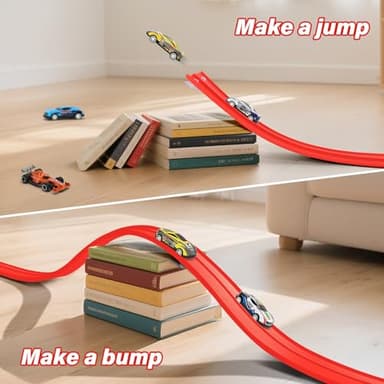 KETIEE Flex Tracks 16Ft for Kids: Flexible Race Car Ramp Track with 4 Small Racecars and 8 Suction Cups Compatible with Hot Wheels and Diecast 1/64th Cars, Rolls Up Portable Racetrack for Ages 3 & Up - Image 5