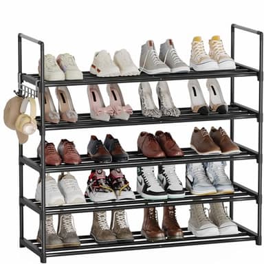 Shoe Rack - 5-Tier Shoe Organizer, Sturdy Shoe Storage Shelf, Perfect for Front Door Entrance, Closet & Entryway, Easy to Assemble, DIY Layering Options (L - 5 Tier) - Image 1