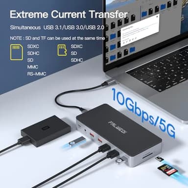 USB C Laptop Docking Station, 15 in 1 Dock with 4K Triple Display Multiport Adapter and 3 Monitors Compatible for Dell/Surface/HP/Lenovo (Dual HDMI, DP, VGA, USB Ports, RJ45, SD/TF, Mic/Audio, PD) - Image 7