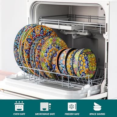 vancasso 12 Pieces Dinnerware Sets, Plates and Bowls Set, Porcelain Dishes Set for 4, Microwave and Dishwasher Safe, Scratch Resistant, Bohemian Style Dining Ware Service for 4, Series SIMI - Image 4