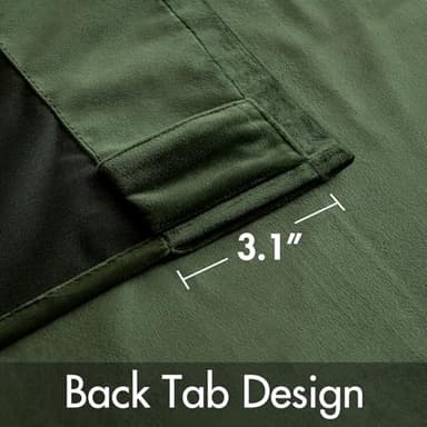 MIULEE Velvet Curtains 84 inches 2 Panels - Luxury Blackout Curtains for Bedroom Living Room Thermal Insulated Super Soft Window Drapes Rod Pocket & Back Tab, Olive Green, W52 x L84 inches - Image 3