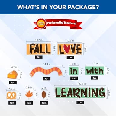 Decorably 63 Pcs Cutouts Fall Bulletin Board Decorations Set with Borders, Fall School Bulletin Board Decorations Set - School, Homeschool - Image 4