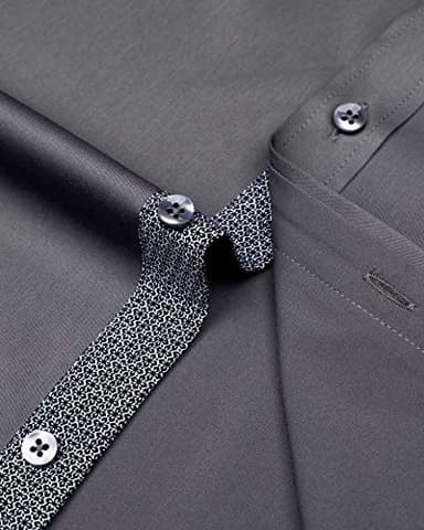 J.VER Mens Dress Shirts Stretch Wrinkle Free Button Down Shirt Casual Long Sleeve Business Formal Stylish Tops Grey XL Tall - Image 7