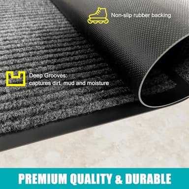 Azadx 2'x4' Indoor Outdoor Door Mat Heavy Duty Front Door Mat Ultra Absorbent Muddy Dirt Resist Welcome Door Mats Non-Slip Backing Entrance Mat for Home Commercial Outdoor Entrance Floor Mat - Image 8