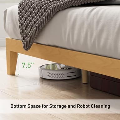 COLAMY 12 Inch Queen Size Platform Bed Frame，Sturdy Wood Bed Frame with Wood Slat Support, No Box Spring Needed, Easy Assembly(Rustic Pine) - Image 4