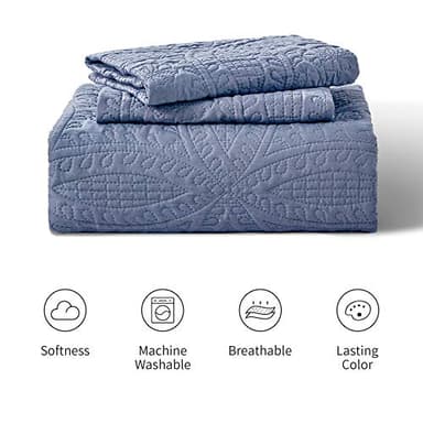 Love's cabin Quilts for Queen Bed Blue Bedspreads - Soft Bed Summer Lightweight Bedspread Comforter - Modern Style Coin Pattern Coverlet for All Season - 3 Pieces (1 Quilt, 2 Pillow Shams) - Image 7