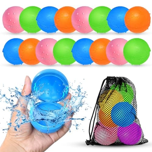 16Pcs Reusable Water Balloons for Kids, Pool Beach Water Toys for Boys and Girls, Summer Toy for Outdoor Games - Image 1