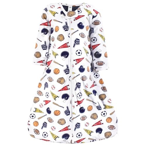 Hudson Baby Infant Boy Long Sleeve Plush Faux Fur Sleeping Bag, Wearable Blanket, Sports Fan, 6-12 Months - Image 1