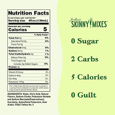 Jordan's Skinny Mixes Sugar Free Margarita Mix, Flavored Cocktail Mixer for Drinks, Fresh Lime Drink Flavoring for Cocktails & Mocktails, Low Calorie, Gluten Free, Keto Friendly, 32 Fl Oz, 2 Pack - Image 2