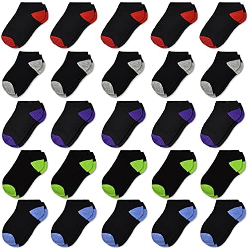 SPTRAMLE Kids Ankle Socks, Baby Low Cut for Toddlers Boys Girls (7-10 Years Old), 25 Pairs Half Cushion No Show Set - Image 1