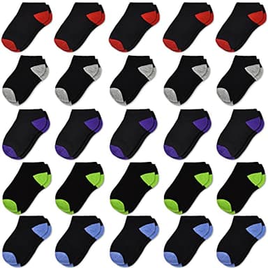 SPTRAMLE Kids Ankle Socks, Baby Low Cut for Toddlers Boys Girls (7-10 Years Old), 25 Pairs Half Cushion No Show Set - Image 1