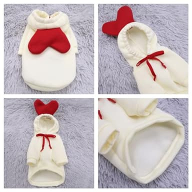 Dog Christmas Halloween Costumes,Dog Hoodies for Small Dogs Cats, Cat Puppy Outfits,Yorkie Chihuahua Pomeranian Clothes (Small, White-Heart) - Image 5