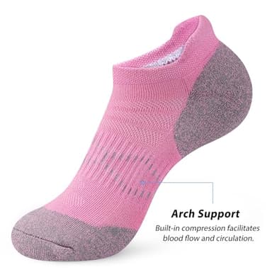 Gonii Ankle Socks Womens Running Athletic No Show Socks Cushioned 5-Pairs (US, Numeric, 10, 12, Regular, Regular, N-5-Color) - Image 4